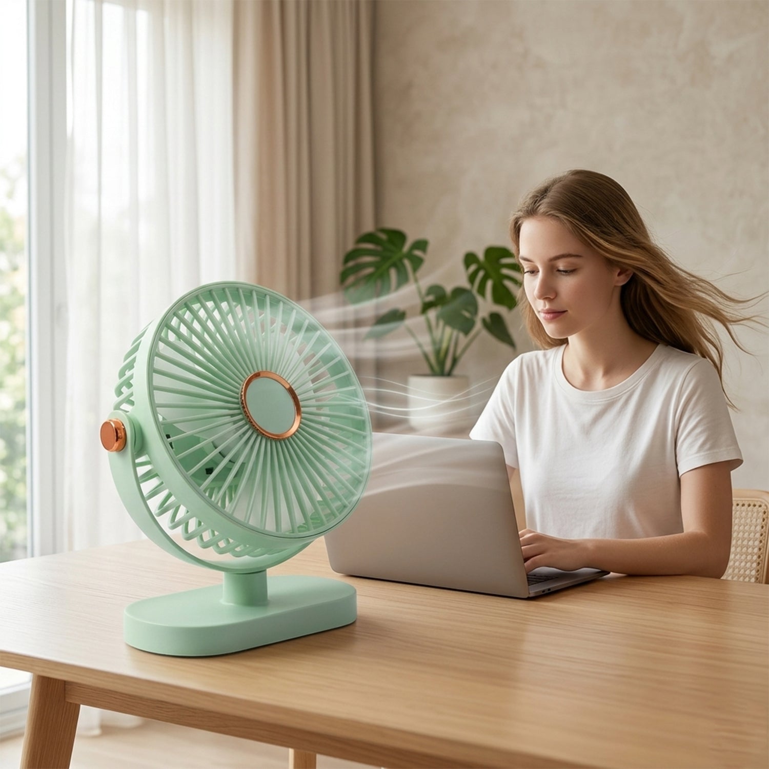 Mini USB desk fan front view