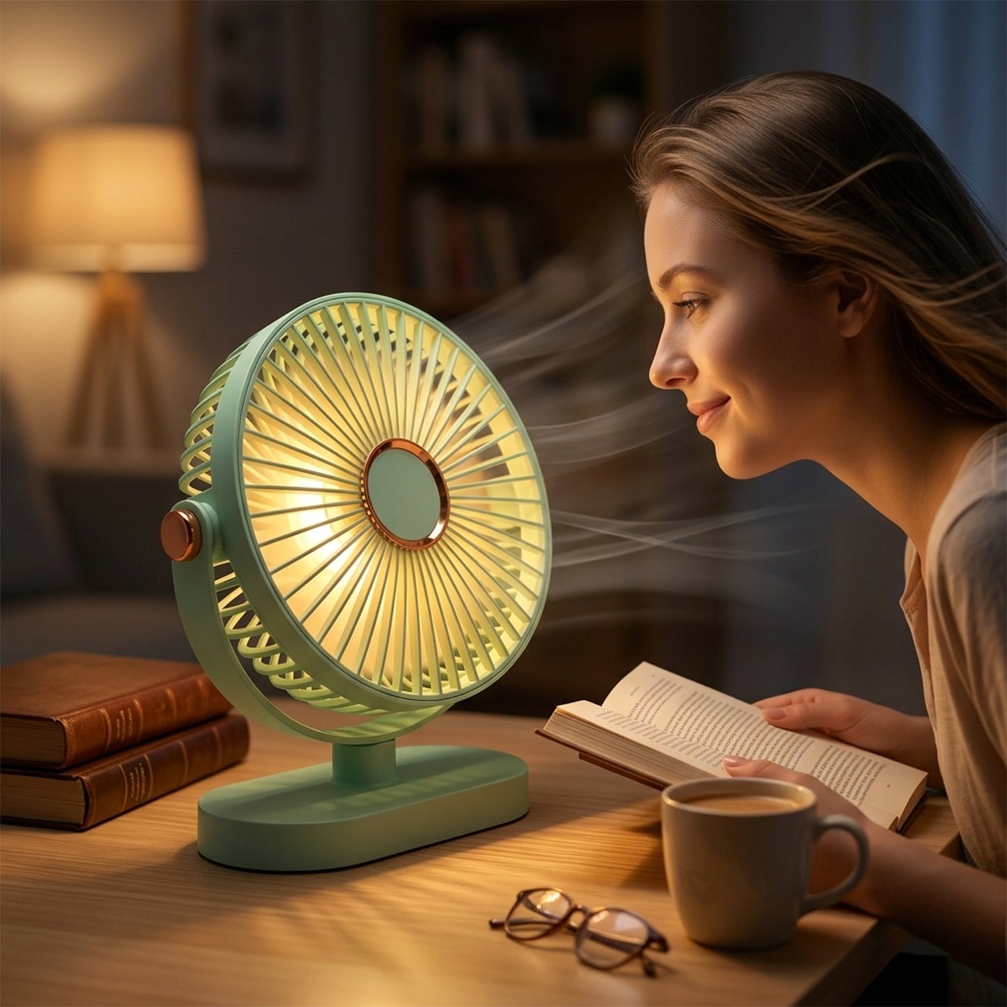 Mini portable fan showing adjustable tilt head