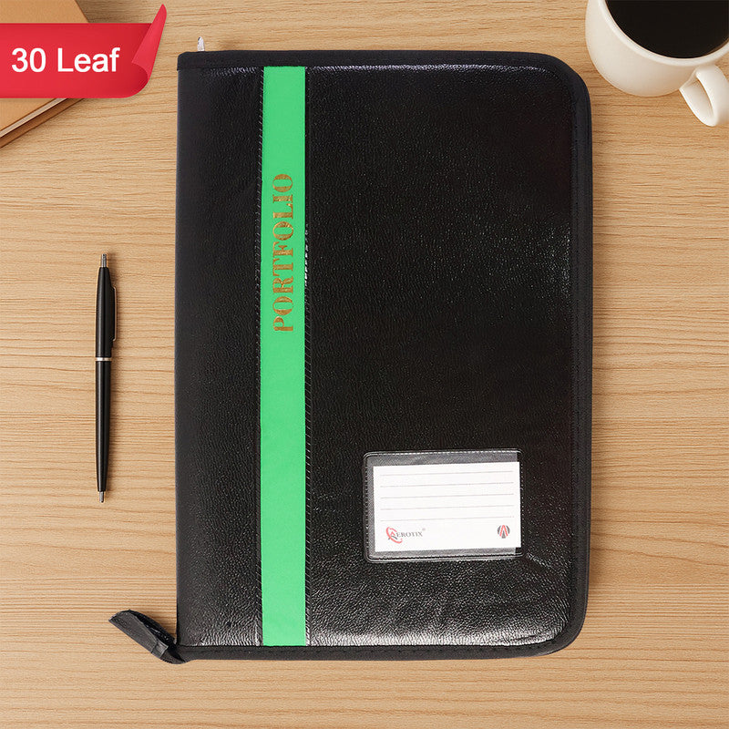 Aerotix A4 Portfolio File with Zipper – 30 Leaf Display Folder, Professional Document Organizer for Office & Study