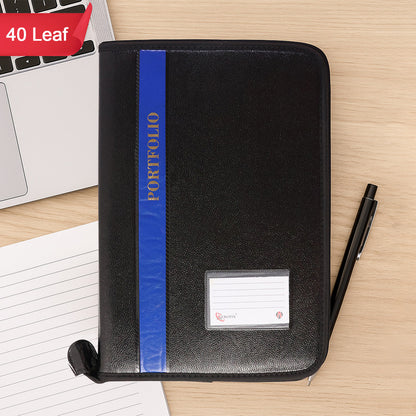 Aerotix A4 Portfolio File with Zipper – 40 Leaf Document Organizer, Professional Display Folder for Office & Stud