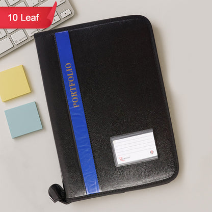 Aerotix A4 Portfolio File with Zipper – 10 Leaf Professional Document Organizer Folder