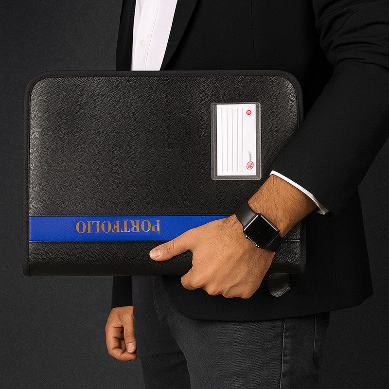 Aerotix A4 Portfolio File with Zipper – 40 Leaf Document Organizer, Professional Display Folder for Office & Stud