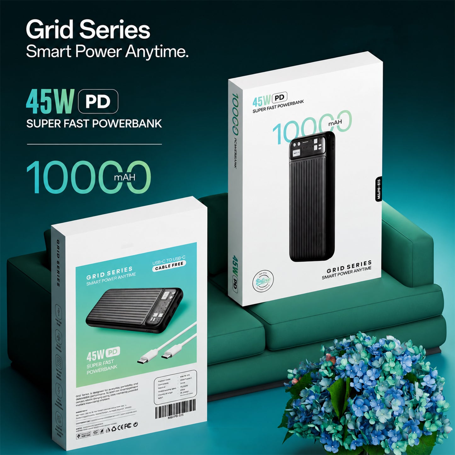 Power Bank, Powerbank – Fast Charging with Digital Display for Multiple Devices