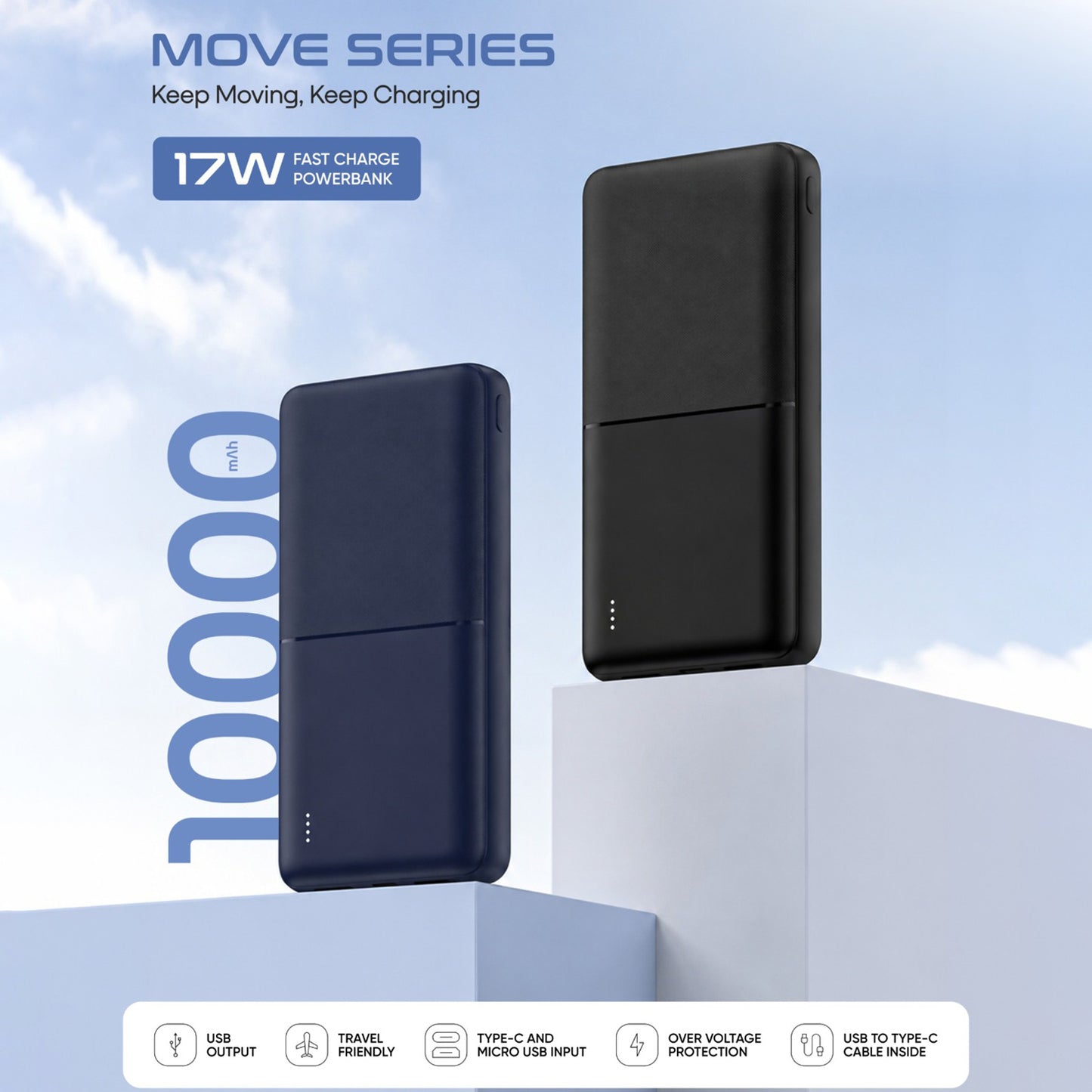 17W Fast Charge Power Bank – Compact, Quick Charging, powerbank 10000mAh