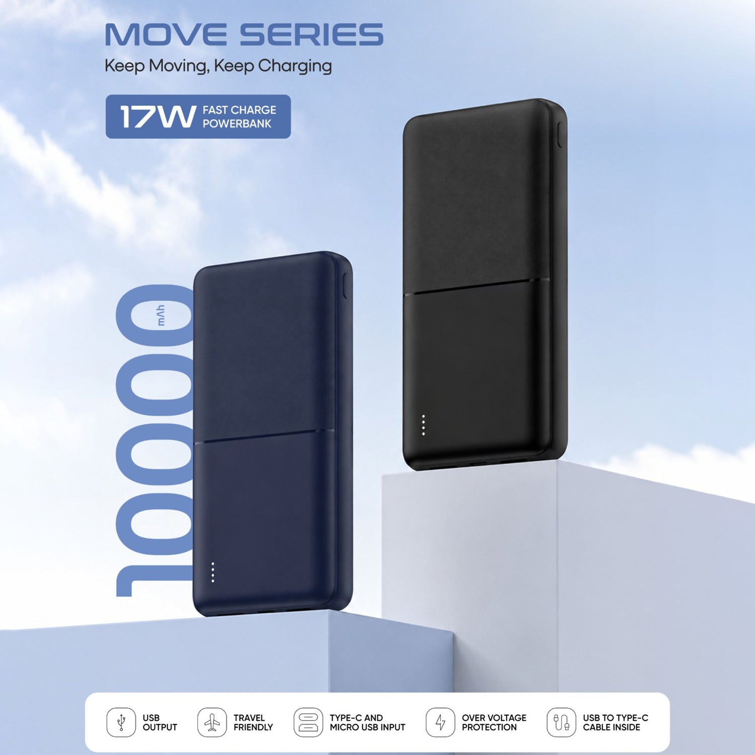 17W Fast Charge Power Bank – Compact, Quick Charging, powerbank 10000mAh
