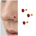 Ruby Red AD Nosepin Stud – Gold Plated Combo Pack of 3