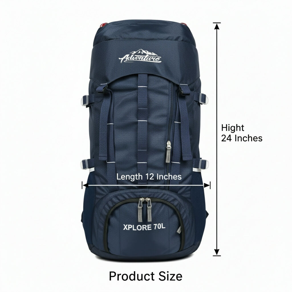 Xplore 70L Adventure Trekking Backpack – Heavy-Duty Hiking Rucksack with Multiple Straps, Large Capacity for Camping, Travel & Outdoor Gear