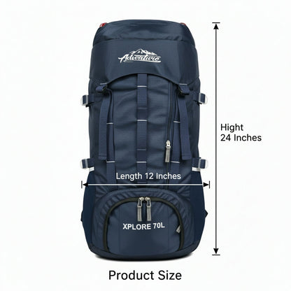 Xplore 70L Adventure Trekking Backpack – Heavy-Duty Hiking Rucksack with Multiple Straps, Large Capacity for Camping, Travel & Outdoor Gear