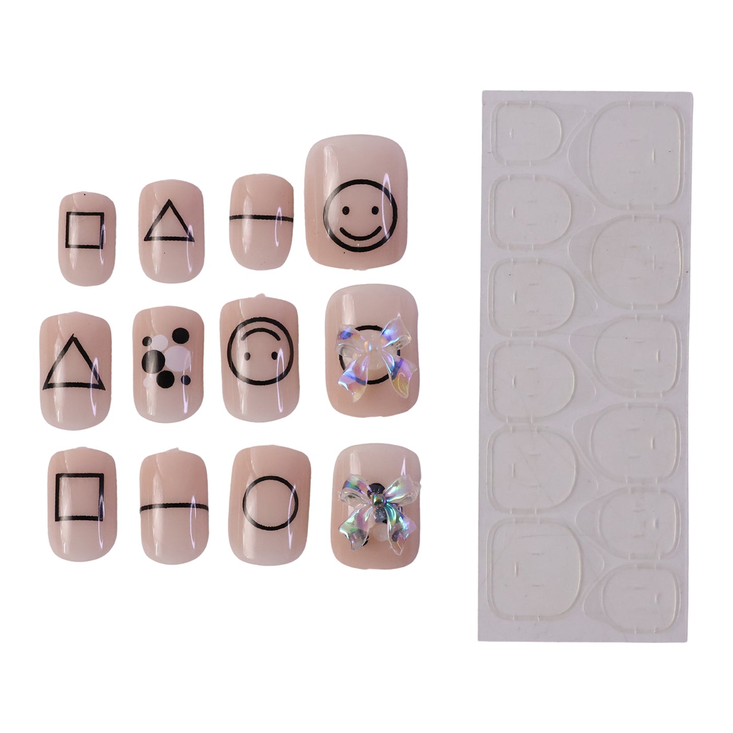 Artificial False Nail Set Reusable Press-On Fake Nails with Glue for Women (1 Set)