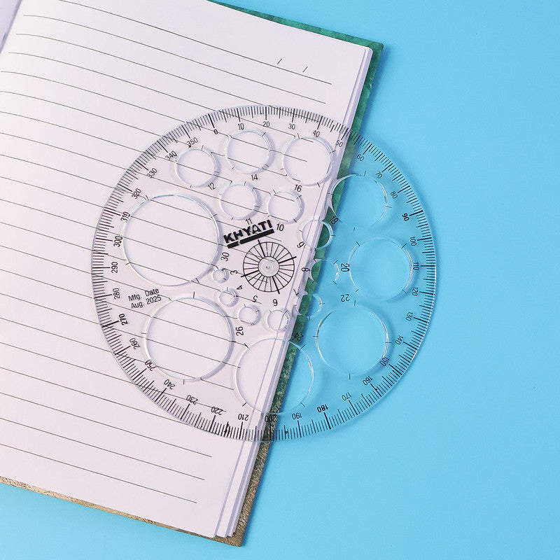 Pro Circle Template with 18 Circle Sizes – 360° Scale (Pack of 10)