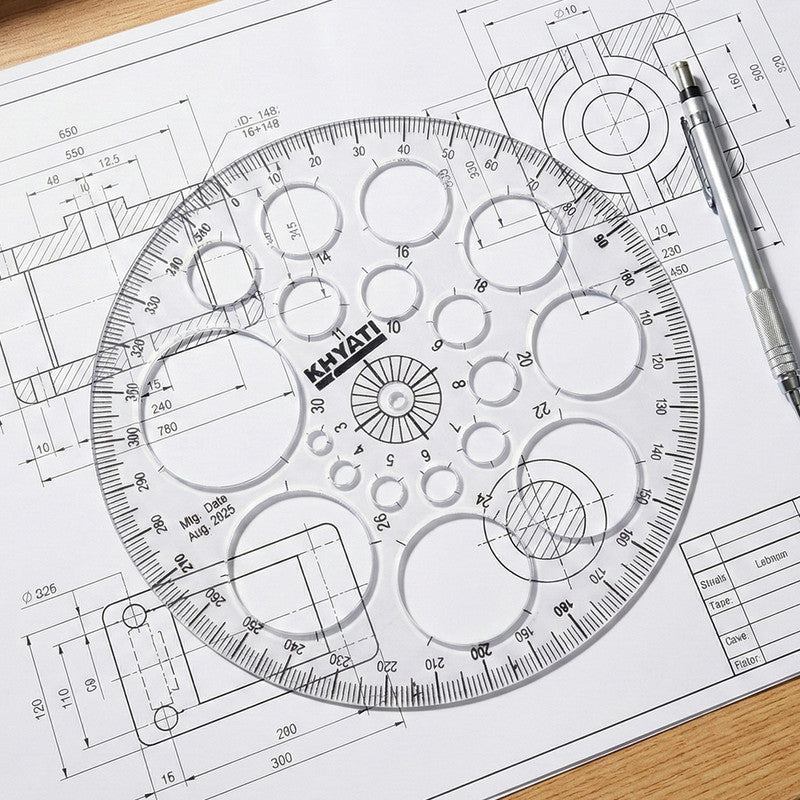 Pro Circle Template with 18 Circle Sizes – 360° Scale (Pack of 10)