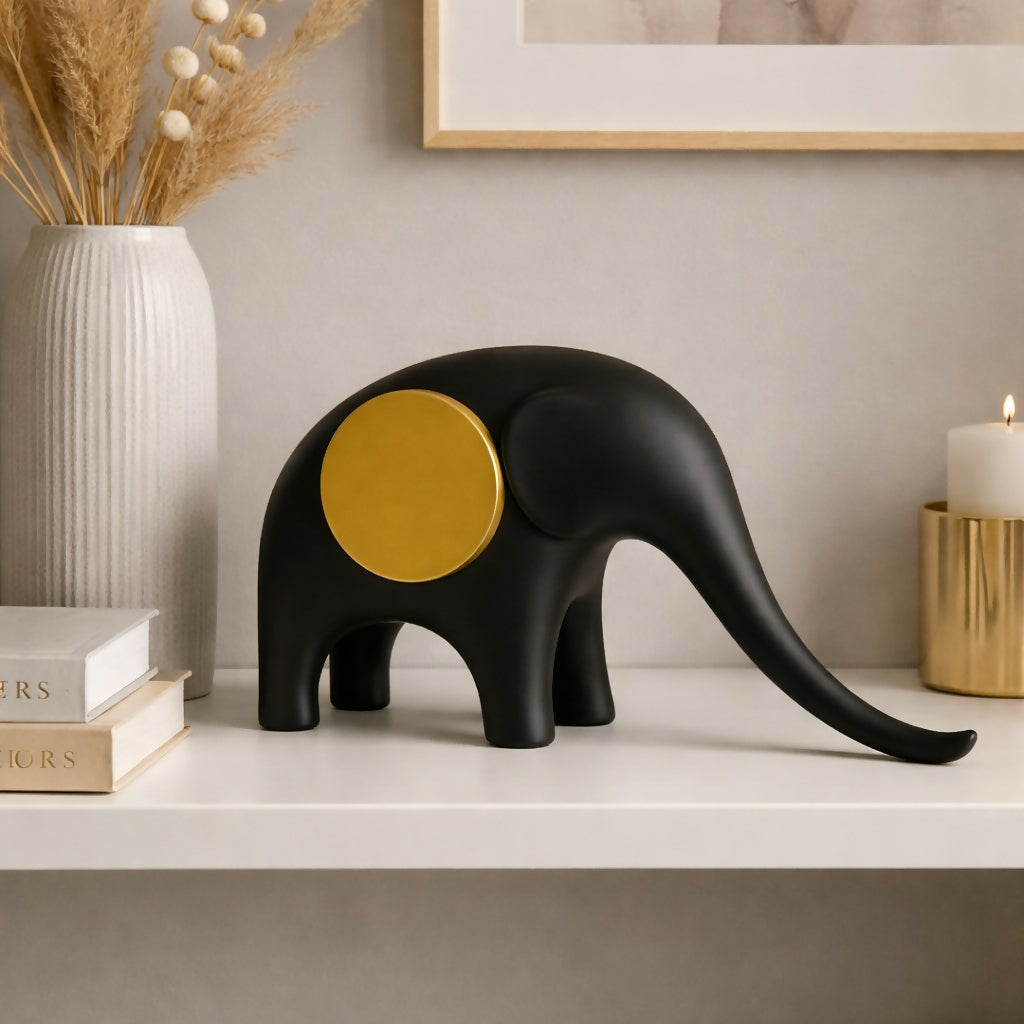 Compact elephant showpiece suitable for tabletops and shelves