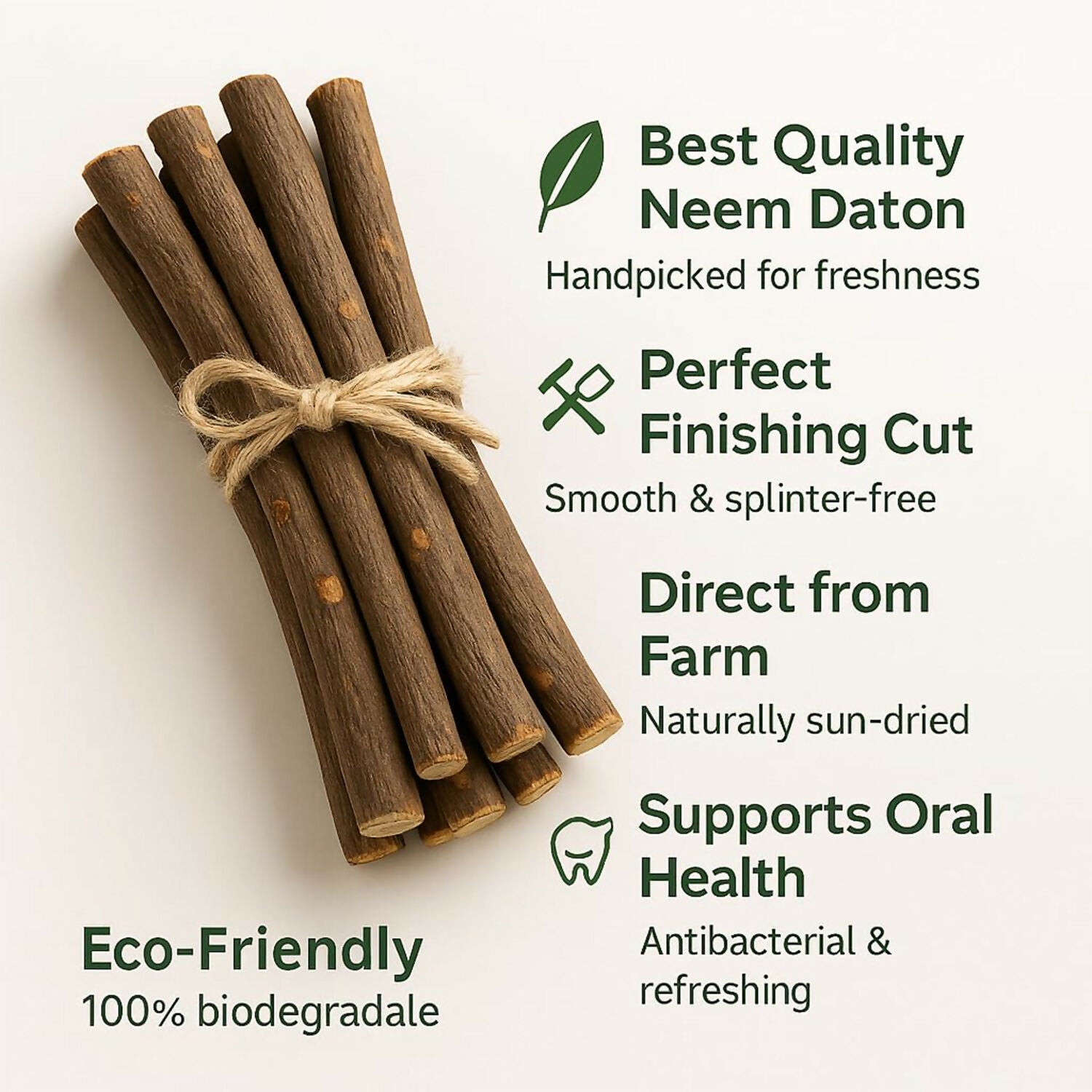 Bundle of natural neem tooth cleaning sticks