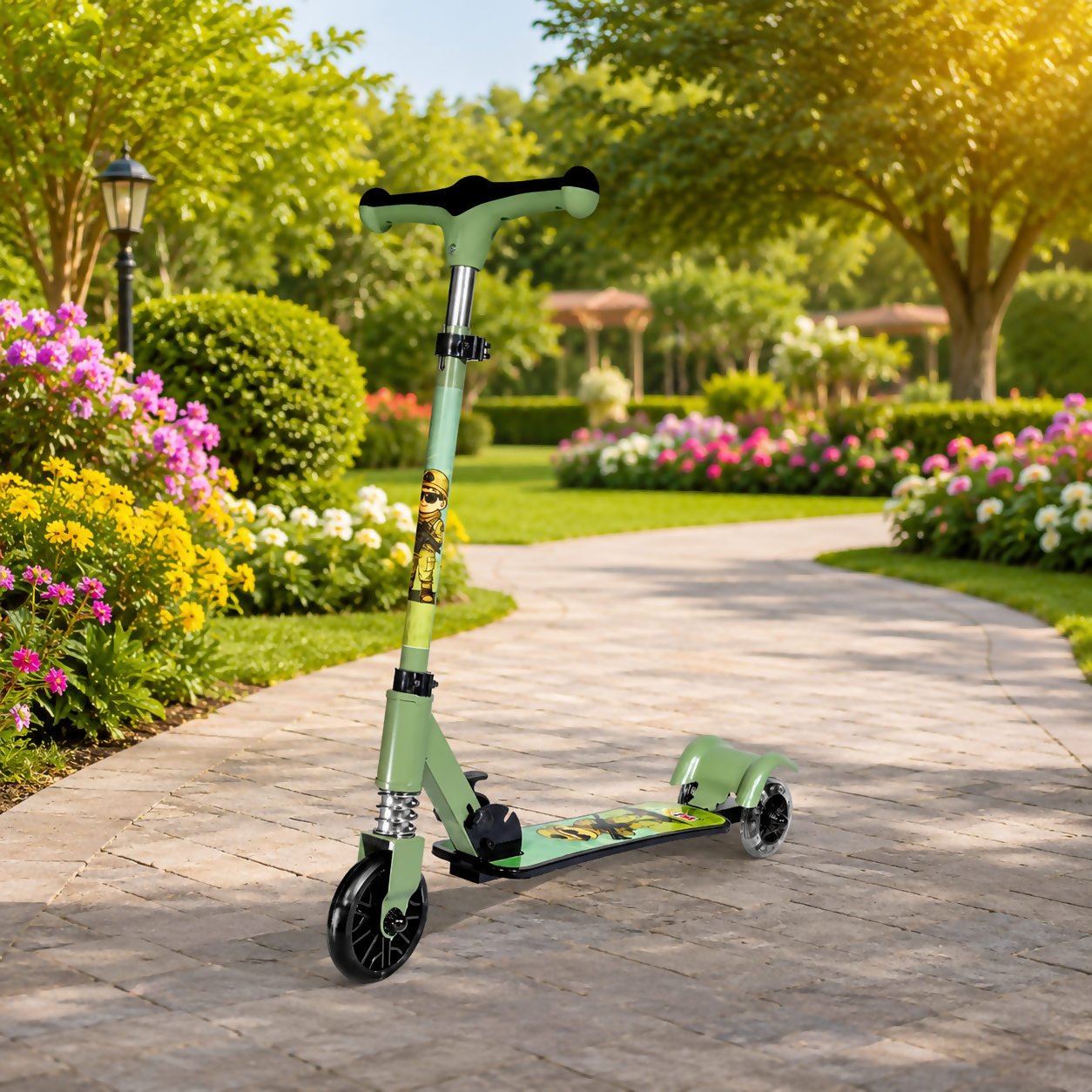 KIXY Glow 3 Wheel Foldable Kids Scooter with LED Flashing Wheels