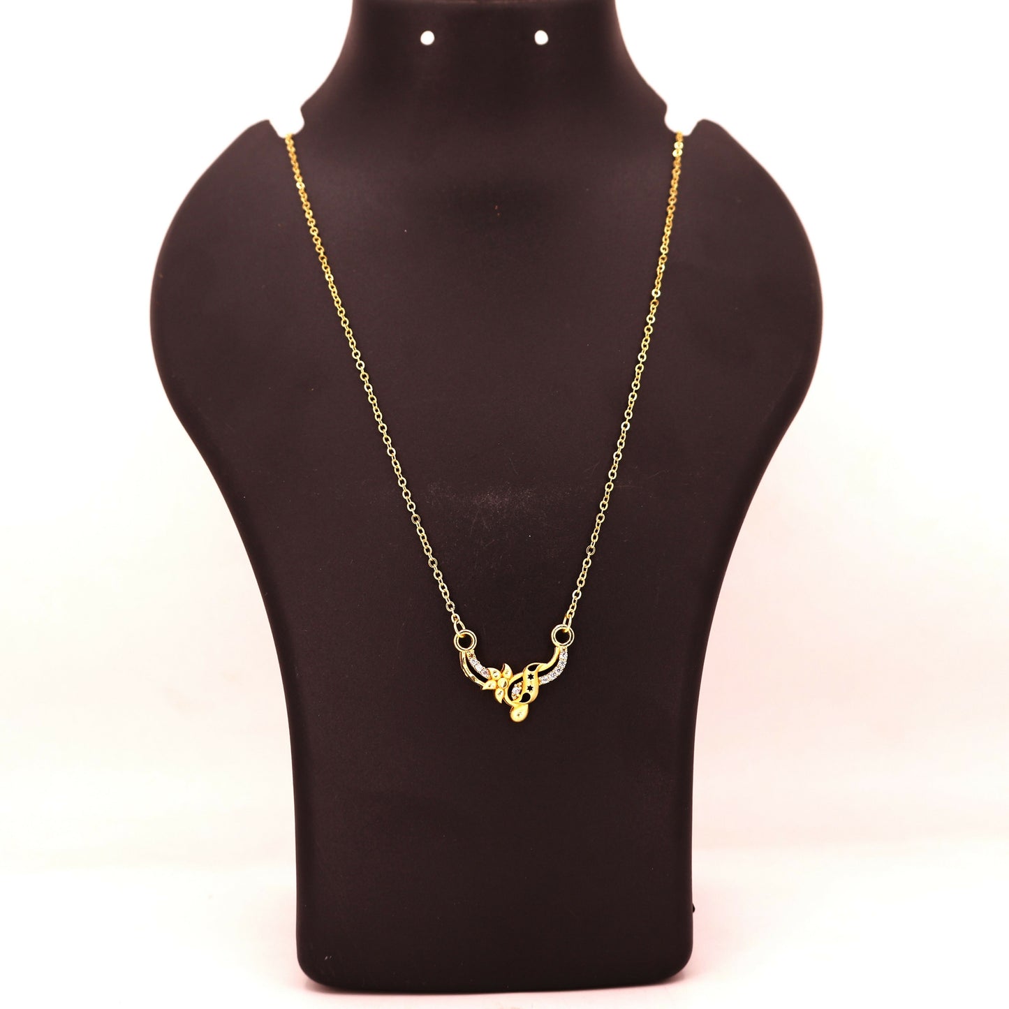 Gold-Plated Floral Pendant Necklace with AD For women and girls