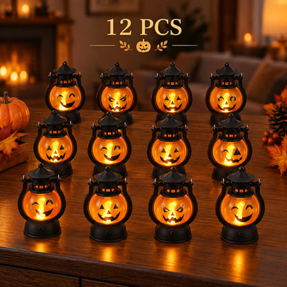 Mini Hanging Pumpkin LED Lantern Candles for Festive Home Decor (12 Pc Set)