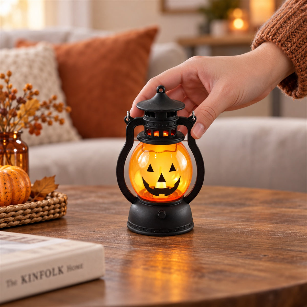 Mini Hanging Pumpkin LED Lantern Candles for Festive Home Decor (12 Pc Set)