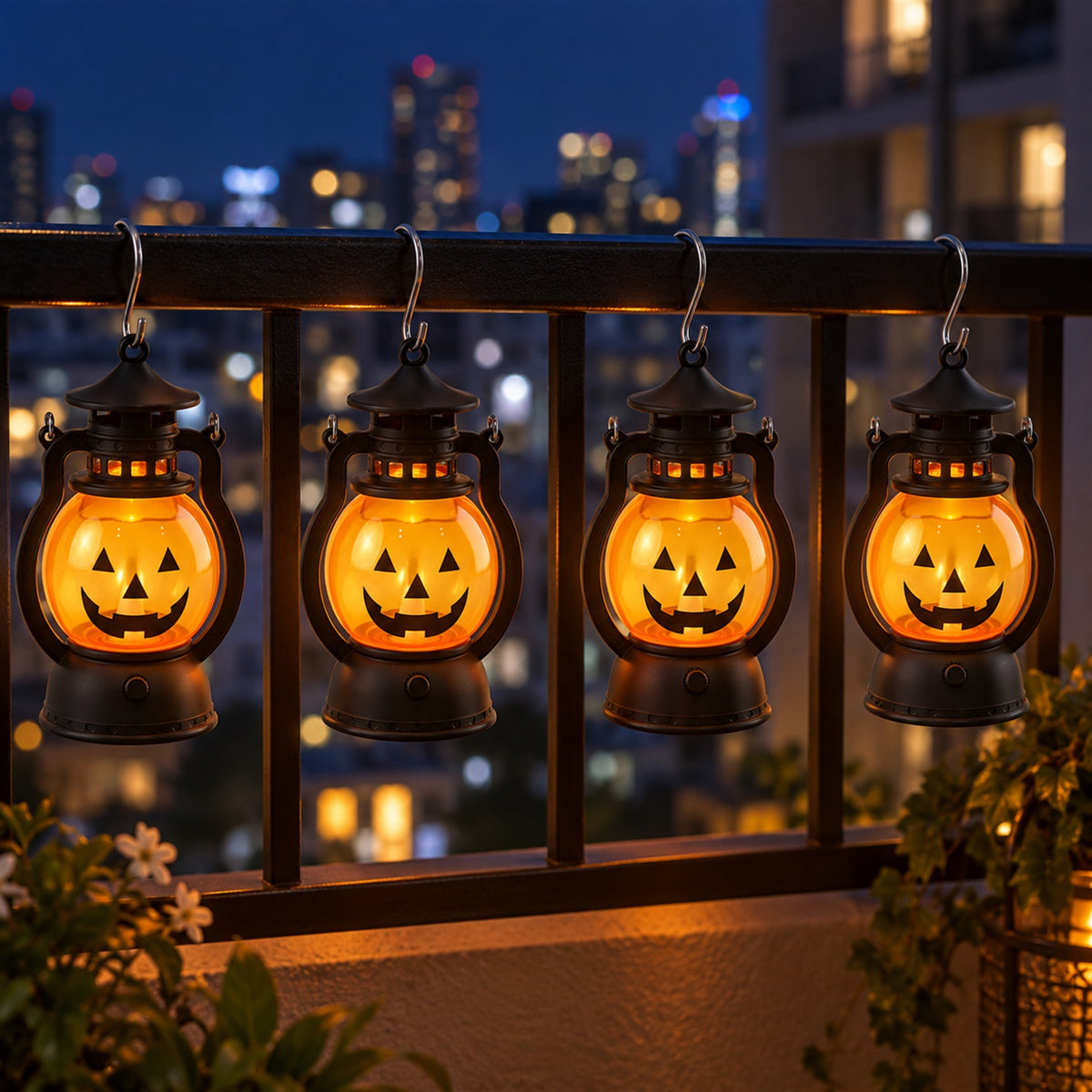 Mini Hanging Pumpkin LED Lantern Candles for Festive Home Decor (12 Pc Set)