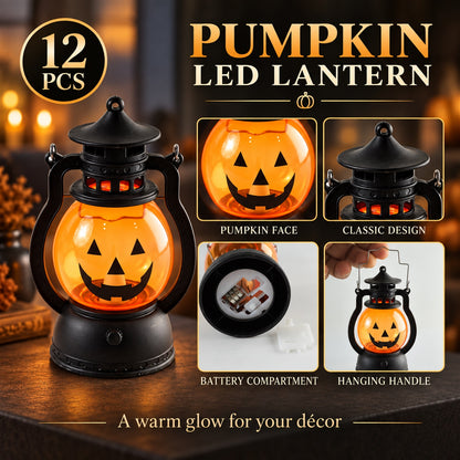 Mini Hanging Pumpkin LED Lantern Candles for Festive Home Decor (12 Pc Set)