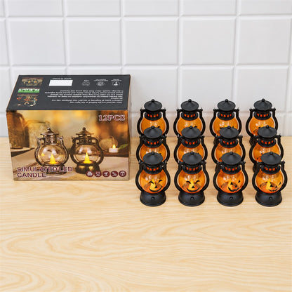 Mini Hanging Pumpkin LED Lantern Candles for Festive Home Decor (12 Pc Set)