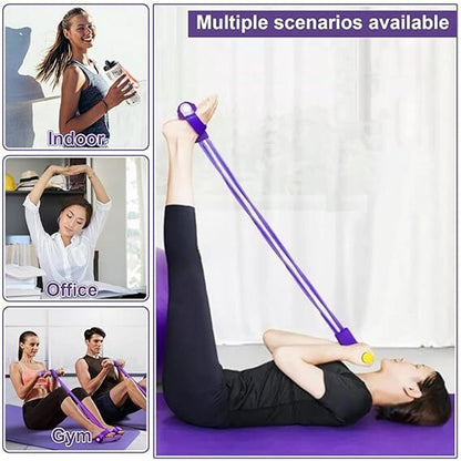 Portable pull rope resistance exerciser side view