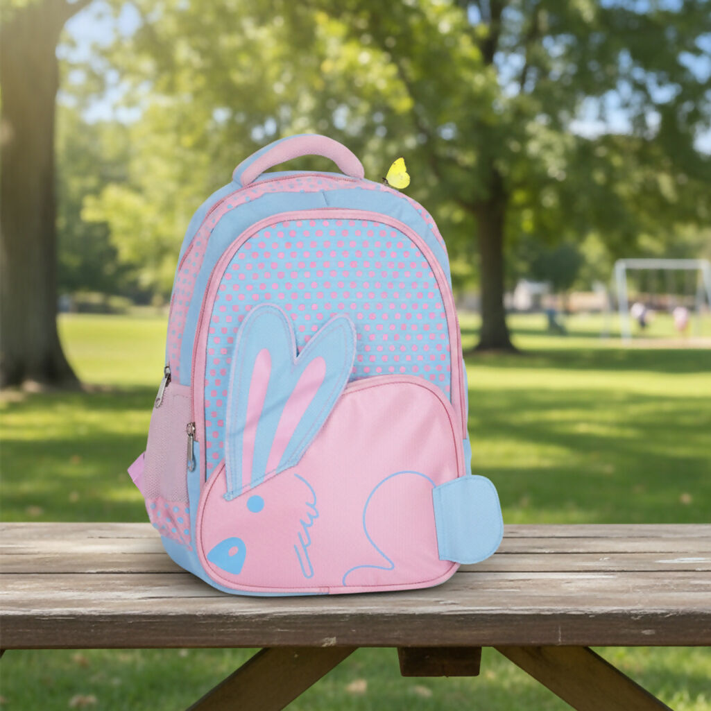 Side view of kids backpack highlighting multi-pocket design for school supplies