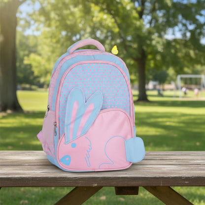 Side view of kids backpack highlighting multi-pocket design for school supplies