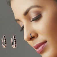 Dual Row CZ Pave Nose Ring/Pin | Black & Pink Stone Options Combo Pack of 2