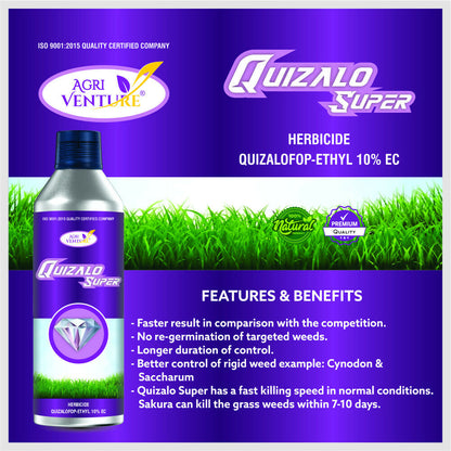 AgriVenture QUIZALO SUPER ( Quizalofop Ethyl 10% EC ) Herbiceds. (1Ltr.)