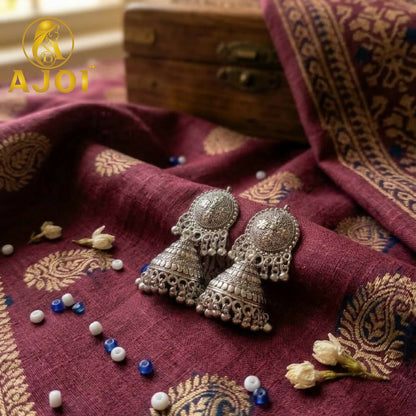 Oxidized Silver Traditional Jhumka Earrings for Women Ethnic Jewelry
