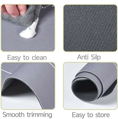 Premium Grey Oval Bathroom Floor Mat – Anti-Slip Soft Microfiber Bath Rug for Home, Hotel & Spa | Quick Dry, Water Absorbent, Washable Bathroom Mat with Non-Skid Rubber Backing | Modern Minimalist Design