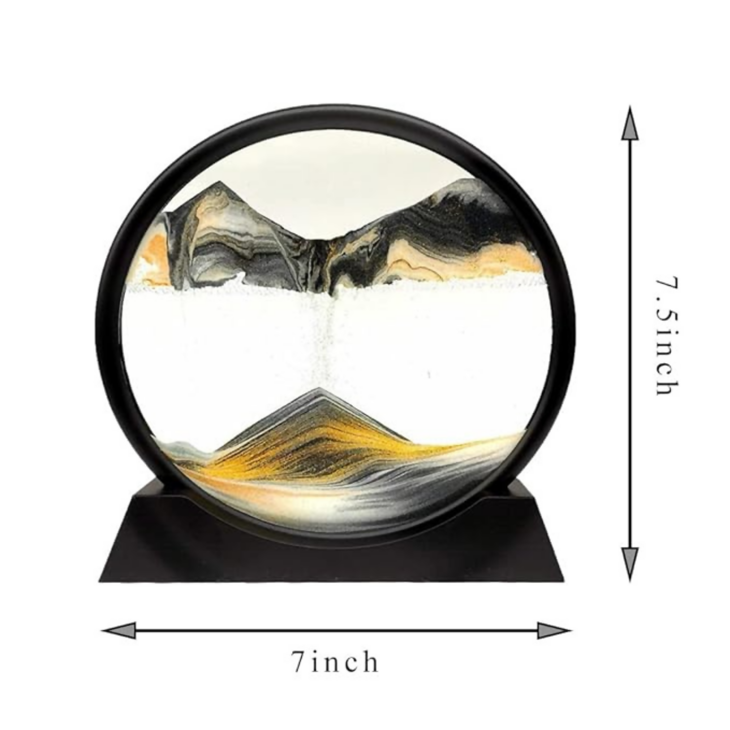 Luxury Round Rotating Moving Sand Art Frame with Black Stand | Premium Flowing Sand Picture for Home & Office Décor | Relaxing Desktop Motion Showpiece for Living Room, Bedroom & Work Desk | Elegant Stress-Relief Kinetic Art Gift