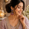 Purple Stone Jhumka Earrings for Women – Elegant Gold-Tone Traditional Ethnic Jewellery