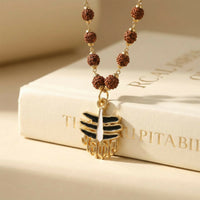 Mahakal Rudraksha Mala with Gold Plated Shiv Pendant Spiritual Necklace for Men