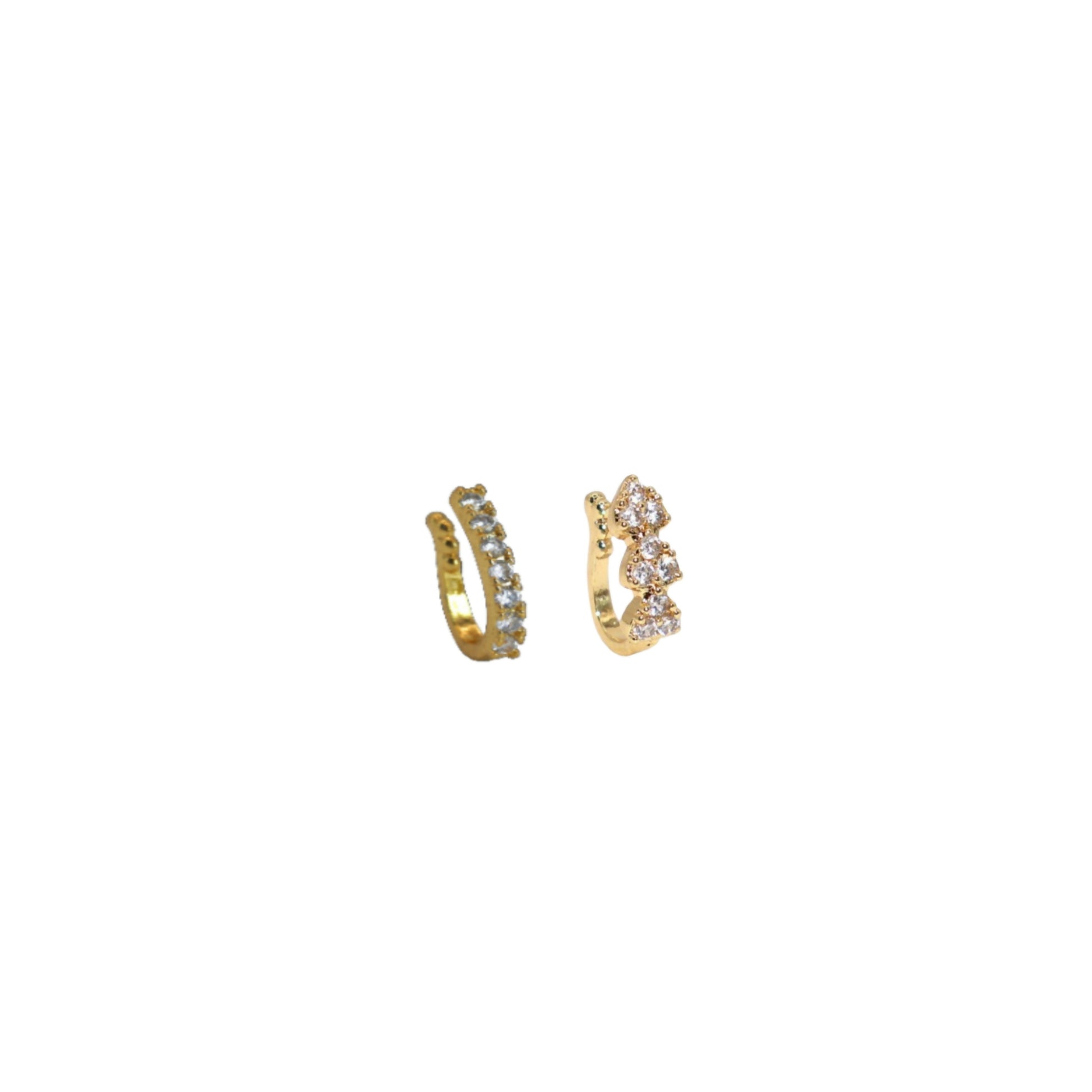 Traditional gold floral clip-on nose ring with a red center CZ stone