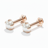 Rose Gold Plated Pearl Nose Pin Stud for women and girls Combo Pack of 2
