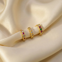 Multi-Gemstone Gold Nosepin Ring Hoop for women and girls Combo Pack of 2