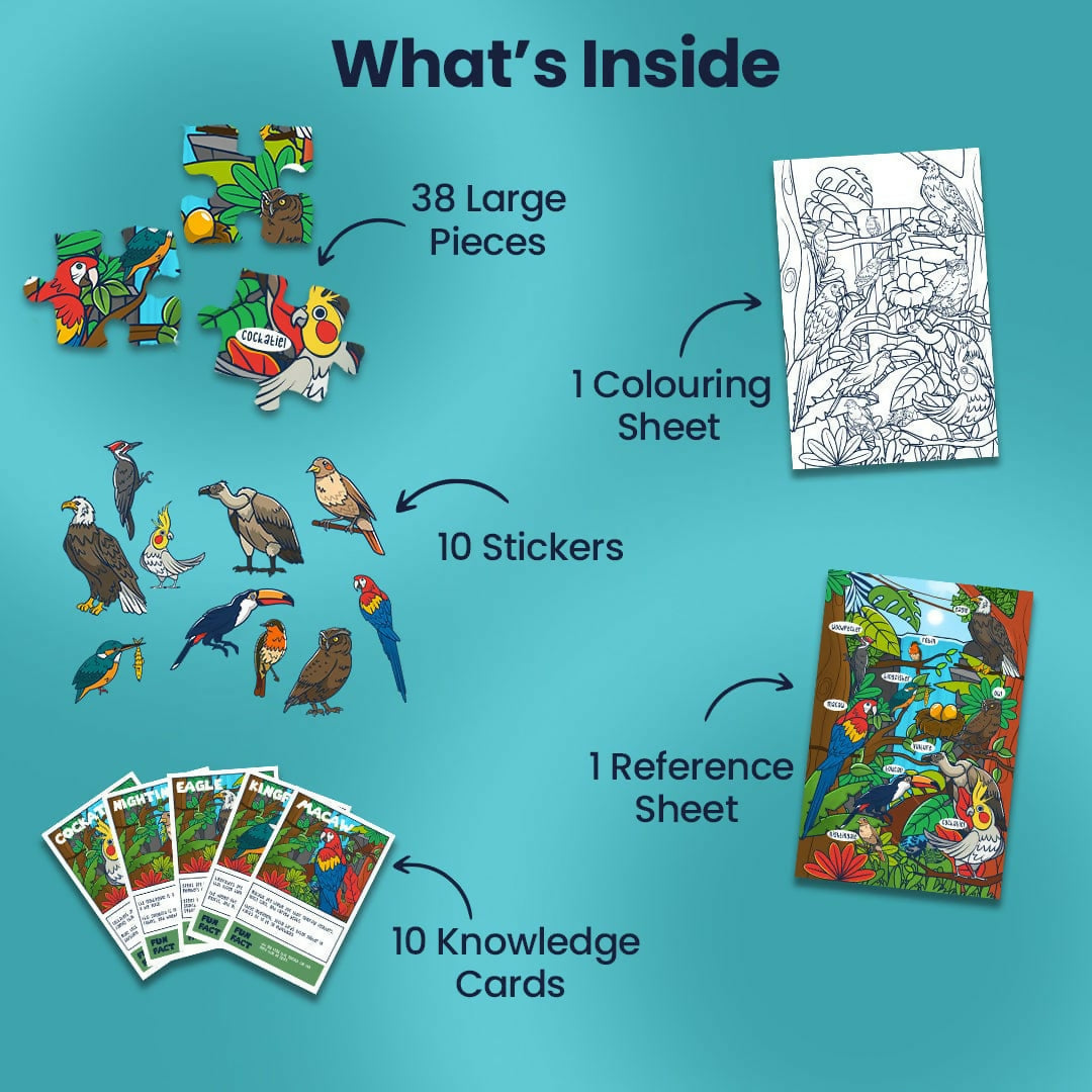 BIRD MYSTERY PUZZLE - AGE 3+ (38 PUZZLE PIECES) MDF PUZZLE SERIES