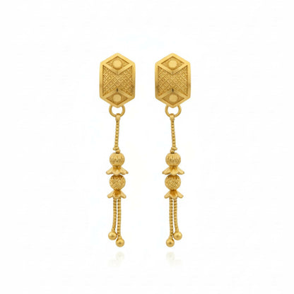 Long Chain Beads Golden Earrings for Women & Girls – Traditional Fancy Jewellery