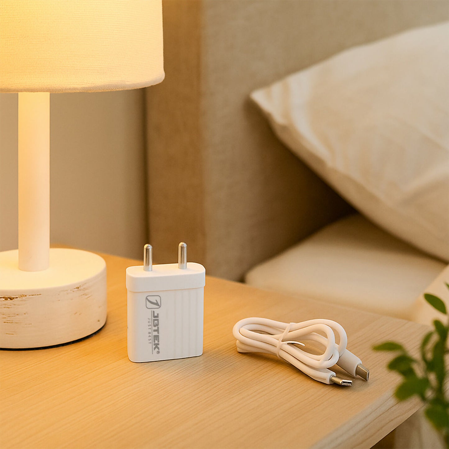 JBTEK Fast Charging Wall Adapter with USB Cable – Dual Port High-Speed Mobile Charger for Home, Office & Travel