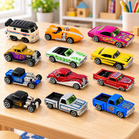 12-Piece Die-Cast Toy Car Set with Assorted Designs for Kids Racing and Collecting