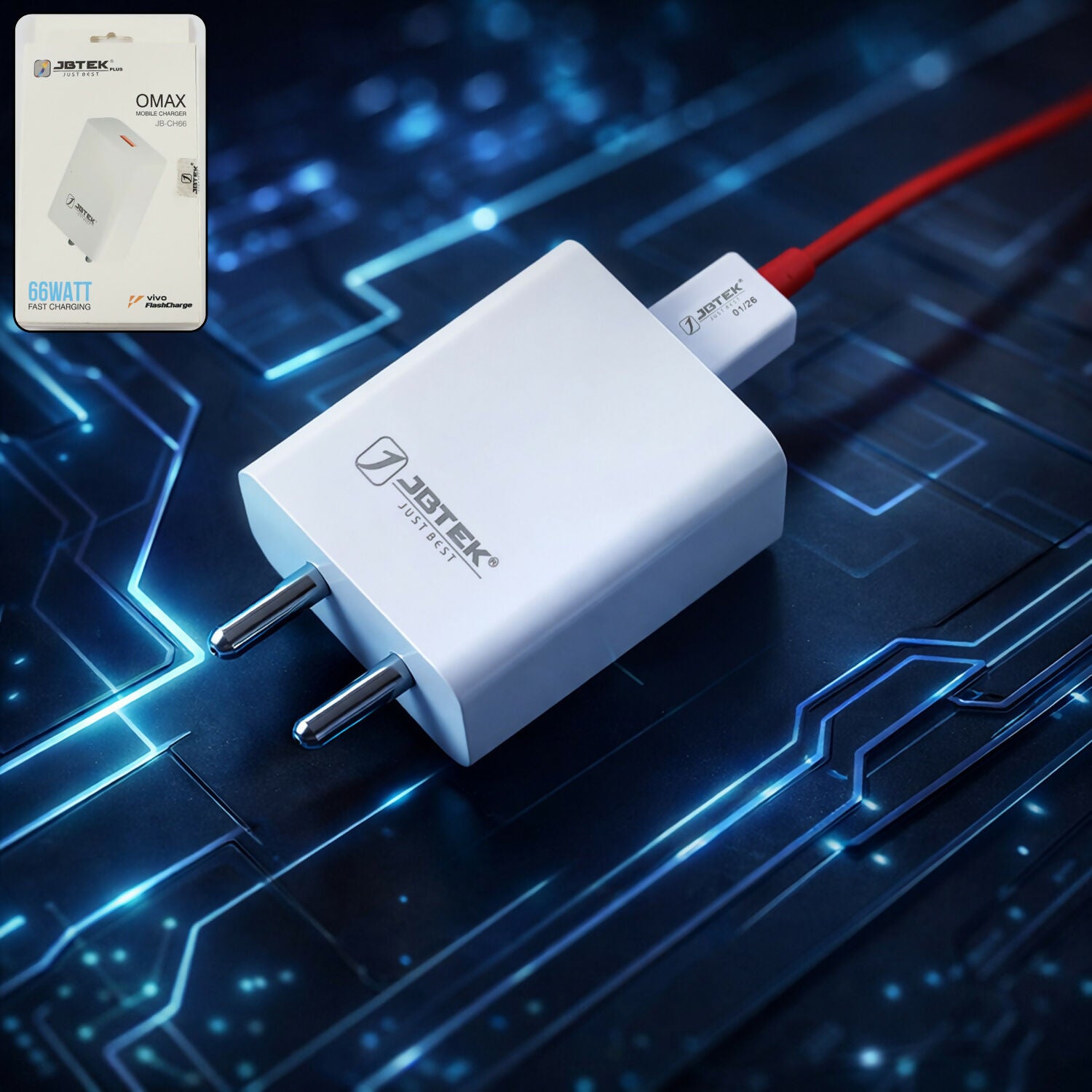 USB Fast 66W Charging Adapter with USB Output for Smartphones and Devices