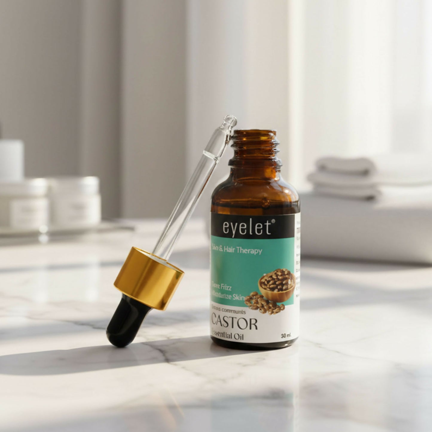Eyelet Castor Essential Oil for Skin & Hair Therapy Tame Frizz & Moisturize Skin (30ML)