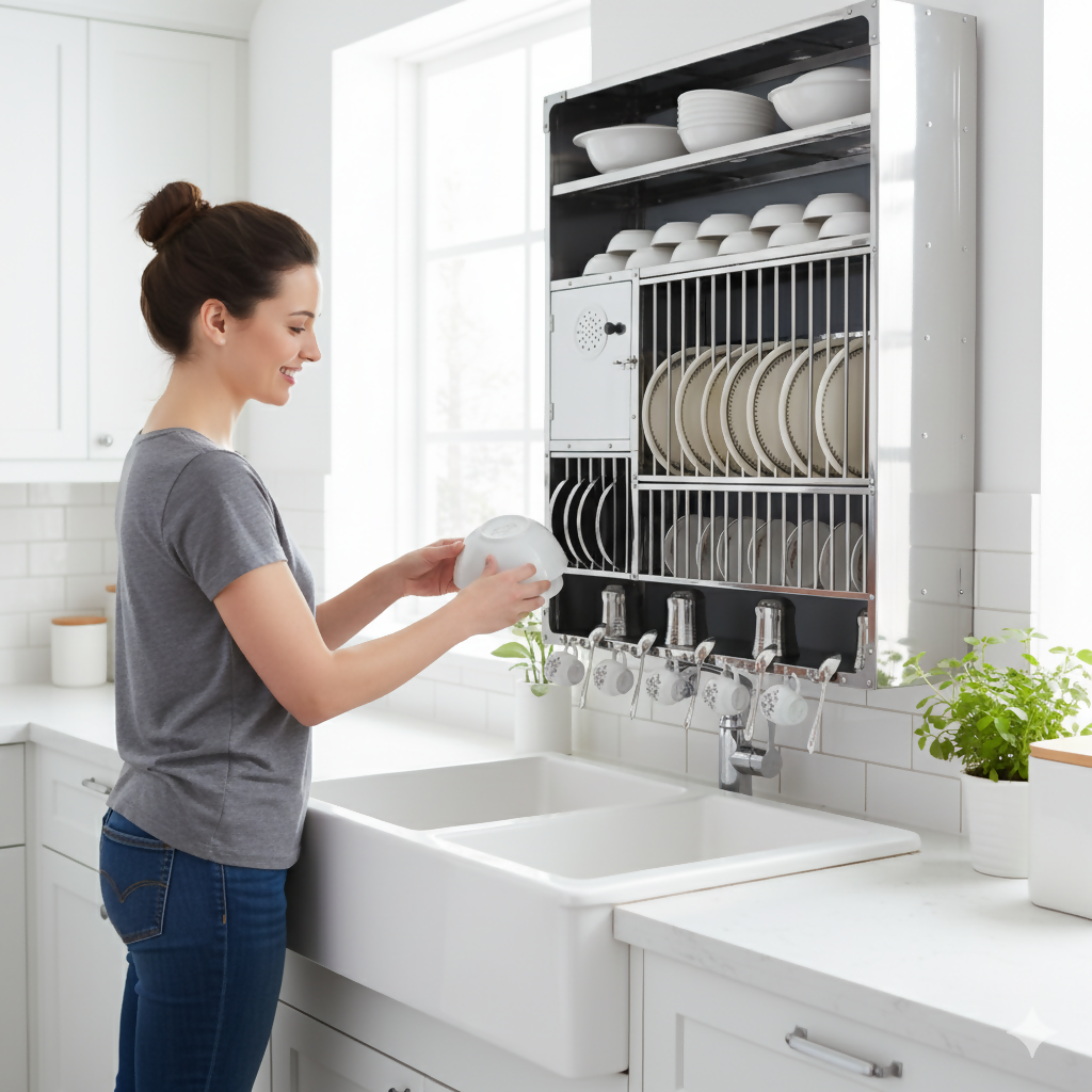 Stainless Steel Wall Mounted Kitchen Rack 7-Tier Space-Saving Organizer