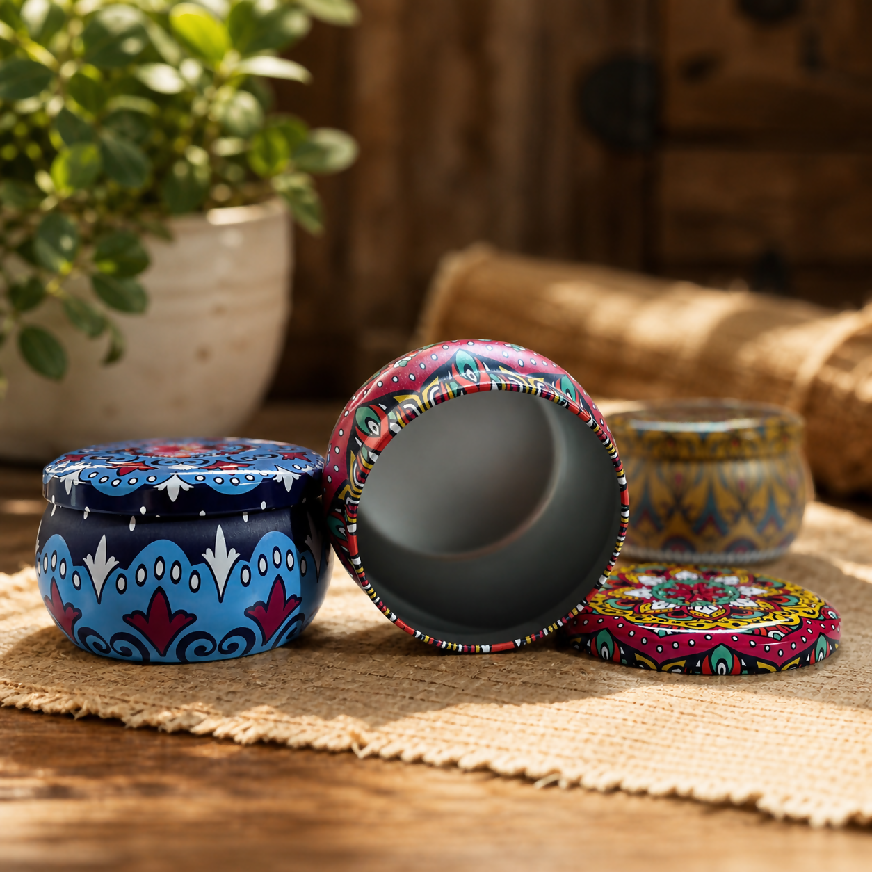Compact metal tin with lid for multipurpose storage