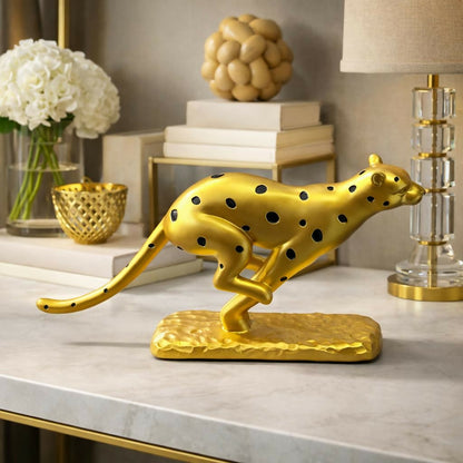 Running leopard showpiece statue front view