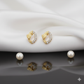 Gold-Plated Oval Stud Earrings – Elegant Leaf Design for Daily Wear