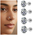 Silver Plated Internal Thread Nosepin Stud – Comfortable & Secure Combo Pack of 4