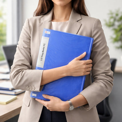 Aerotix FC 2-D Ring Binder File Folder with Inside Pocket for School, Office