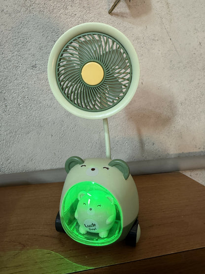 Kids Bear Fan Lamp with Night Light | Cute Table Fan for Study & Bedside